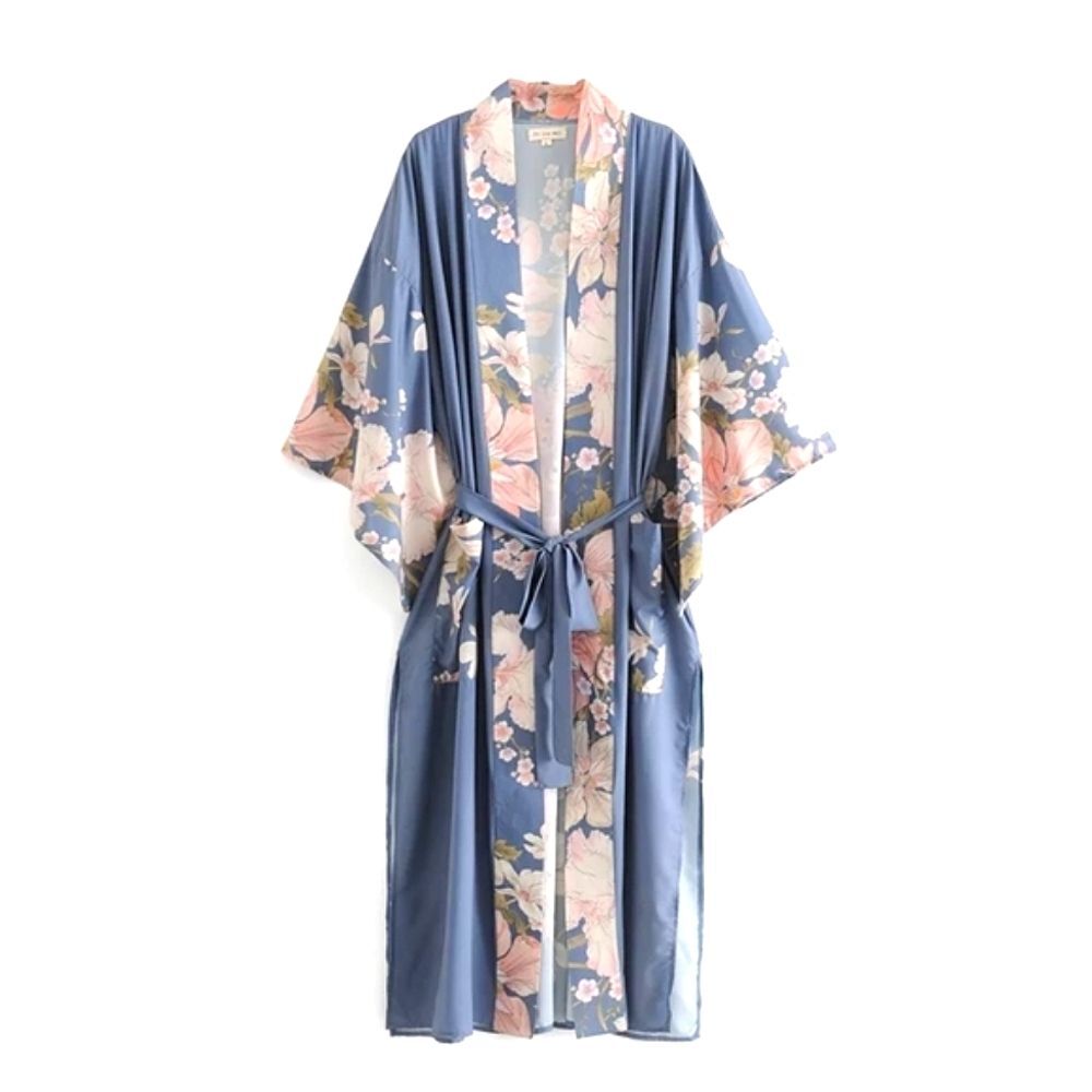 🍒NWT🍒 LIGHTWEIGHT PEACOCK PRINT BOHO KIMONO - Picture 3 of 14
